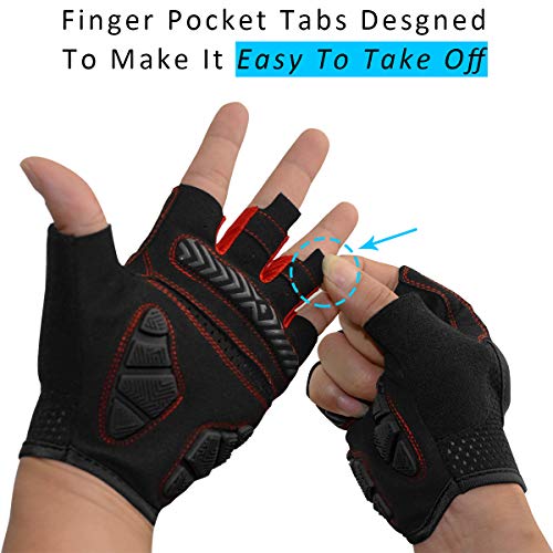 REETEE Guantes de Bicicleta Medio Dedo Guantes para Hombres Mujeres Antideslizante Transpirable Guantes de Ciclismo Guantes Deportivos Cortos para al Aire Libre de Ciclismo (Negro, L)