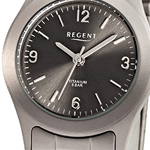 Regent de mujer reloj de pulsera elegante Analog de titanio pulsera gris Reloj de cuarzo esfera Antracita Negro urf856