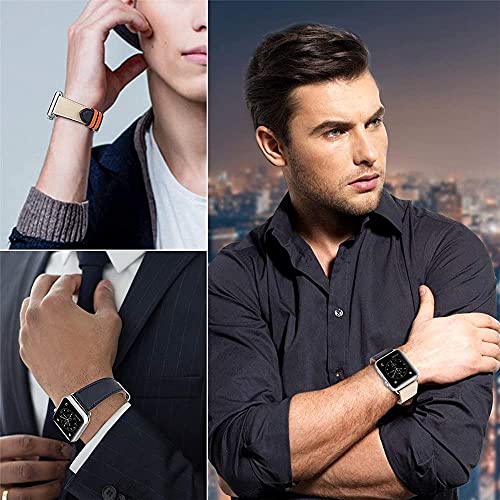 Regolabile Correas de Cuero Compatible con Apple Watch Series SE 7/6/5/4/3,Repuesto Piel Reloj Correa para Hombres Mujeres para iWatch 40mm 41mm 38mm 44mm 45mm 42mm,Vintage Pulsera,Gris pardo