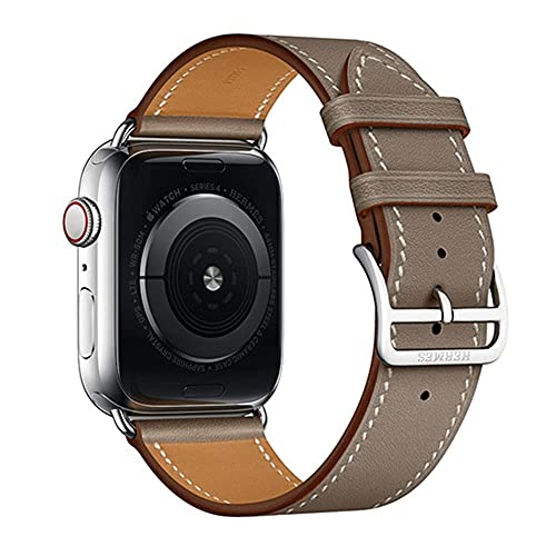 Regolabile Correas de Cuero Compatible con Apple Watch Series SE 7/6/5/4/3,Repuesto Piel Reloj Correa para Hombres Mujeres para iWatch 40mm 41mm 38mm 44mm 45mm 42mm,Vintage Pulsera,Gris pardo