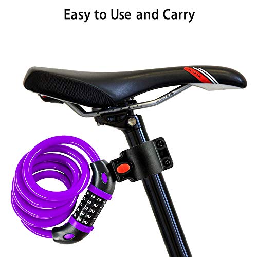 REHKITTZ Candado Bicicleta Cadena Bici Combinacion 5 Dígitos 120cm/12mm Largo Candados Antirrobo Bicicletas Seguridad para MTB Patinete Eléctrico Bicis Carretilla Puertas Accesorios