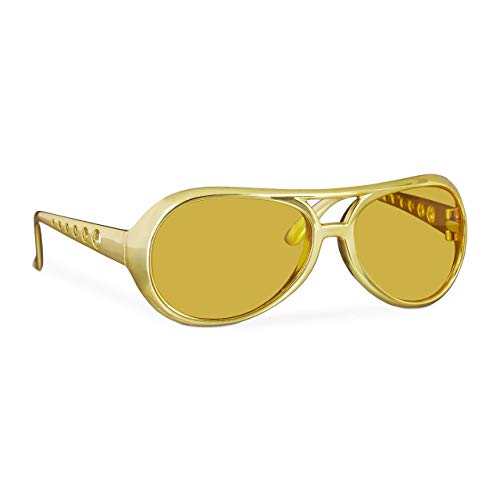 Relaxdays Gafas Rockero, Accesorio Disfraz de Carnaval, Fiestas Temáticas Años 70, Plástico, Dorado, color, (10024248)