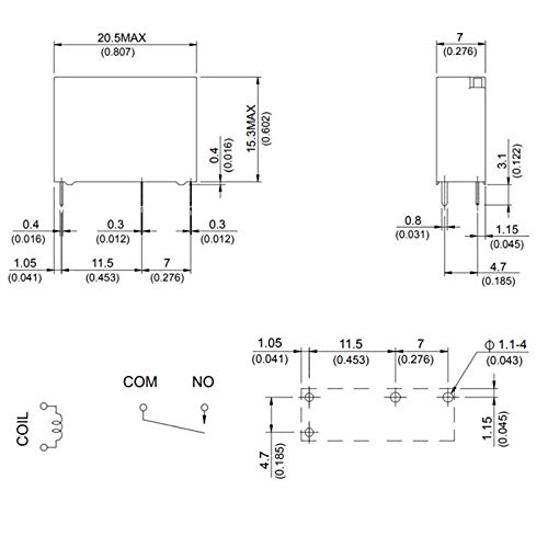 Relevo de impresión 12V Song Chuan 202N-1AH-F-C 12VDC 12VDC 5A 250V Contacto normalmente abierto