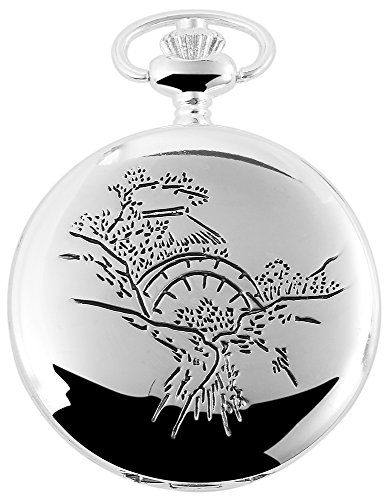 Reloj de bolsillo Blanco Plateado Campo Montañas Analógica Metal Cuarzo