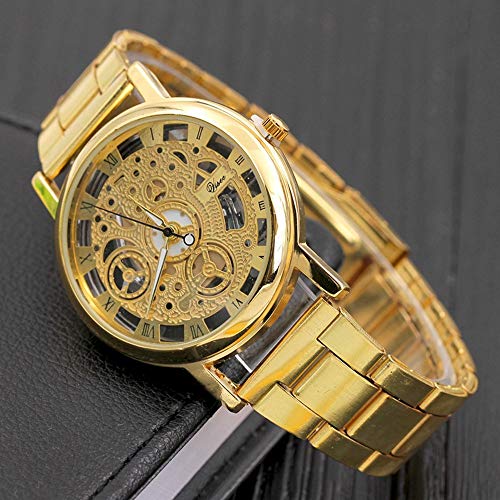 Reloj de Cuarzo Hueco Moda para Hombres Relojes no mecánicos para Hombres Coreanos Fabricantes de Relojes de Regalo transfronterizos al por Mayor Oro