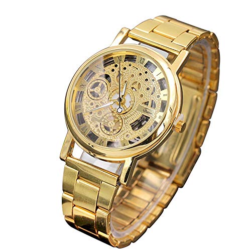 Reloj de Cuarzo Hueco Moda para Hombres Relojes no mecánicos para Hombres Coreanos Fabricantes de Relojes de Regalo transfronterizos al por Mayor Oro