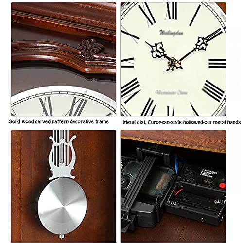 reloj de pared decoración 12 pulgadas Gran péndulo Reloj de pared silencioso reloj de madera decorativo con péndulo de balanceo con pila de péndula/for sala de estar