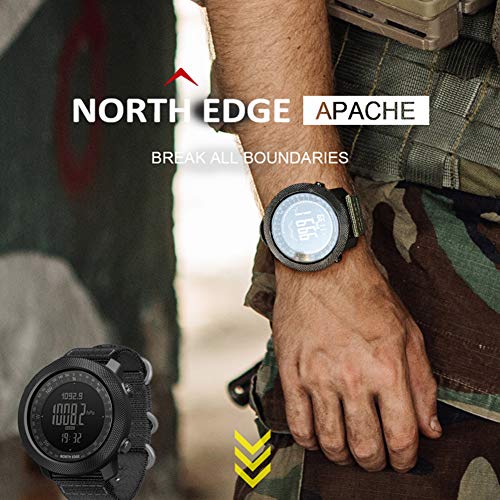 Reloj Digital Para Hombre Con Brújula, Reloj Inteligente Multifuncional Deportes Aire Libre Correr Nadar Altímetro Barómetro Podómetro Resistente Agua 50 M Relojes Tácticos Ejército Militar (Black)