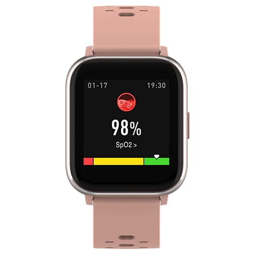 Reloj Inteligente Bluetooth Denver SW-164ROSE. Medición de Temperatura Corporal, oxígeno en Sangre y frecuencia cardíaca. Monitor Actividad Deportiva. Compatible iOS y Android.