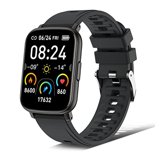 Reloj Inteligente Mujer Hombre, 1.69" Smartwatch con Pulsómetro Monitor de Sueño, 24 Deportivos Podómetro Contador Calorias, Cronómetros Impermeable IP68 Pulsera Actividad Inteligente Android iOS