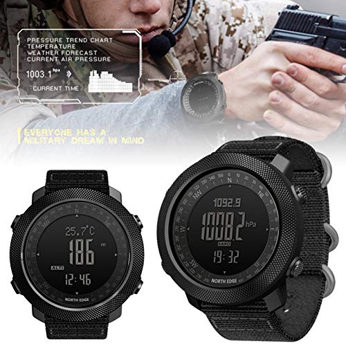 Reloj militar para hombre, estilo militar, deportivo, para correr, natación, ejército militar, multifuncional, altímetro, barómetro, brújula, impermeable, 50 m (modelo: Apache)