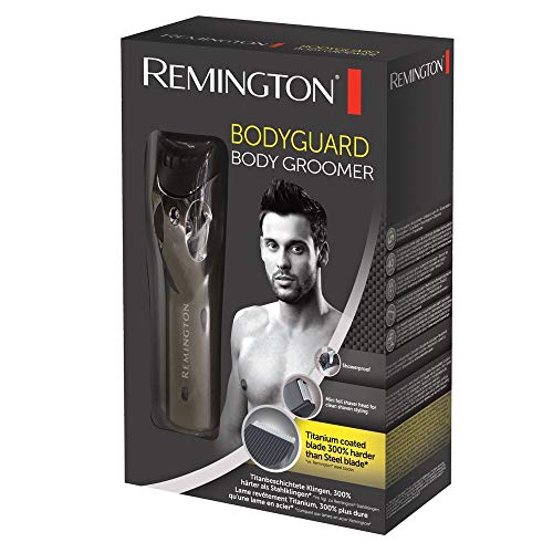 Remington Afeitadora Corporal Bodyguard - Cuchillas de Titanio, Inalámbrica, Uso Seco y Mojado, Mini Afeitadora de Láminas, Negro y Plata - BHT2000A