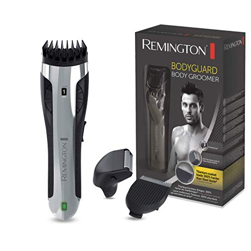 Remington Afeitadora Corporal Bodyguard - Cuchillas de Titanio, Inalámbrica, Uso Seco y Mojado, Mini Afeitadora de Láminas, Negro y Plata - BHT2000A