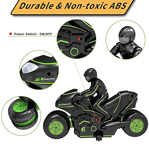 Remote Control Stunt Motorcycle 360° Spinning Action Rotating Drift Stunt Motorbike Rotating Drift 2WD High Speed Car Hobby RC Cars Toy Vehicles Gift for Kids Boys Girls 4-12 Years Old