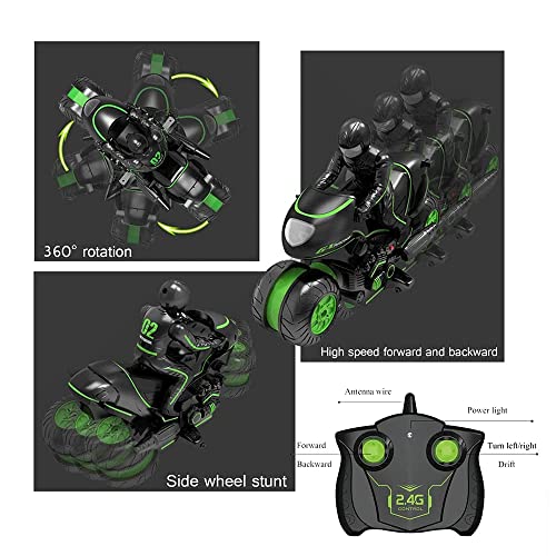 Remote Control Stunt Motorcycle 360° Spinning Action Rotating Drift Stunt Motorbike Rotating Drift 2WD High Speed Car Hobby RC Cars Toy Vehicles Gift for Kids Boys Girls 4-12 Years Old