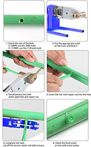Reparación de tuberías PPR Reparación de herramientas, Soldadura Die Glue Stick Repairer 7 + 11 Die +6 Glue Stick Atrapado/Filling Hole Fuser