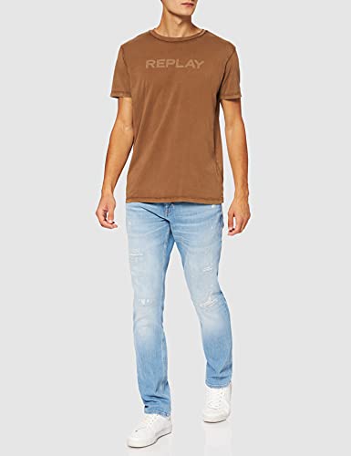 REPLAY M3488 .000.23178G Camiseta, Marrón (728 Cigar), L para Hombre