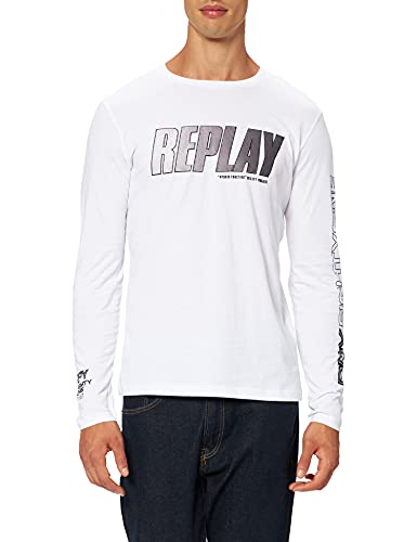 REPLAY M3492 .000.2660 Camiseta, Blanco (001 White), XL para Hombre