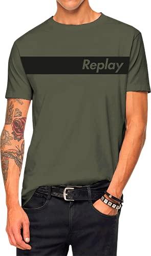 REPLAY M6111B.000.2660 Camiseta, 439 Militar, XL para Hombre