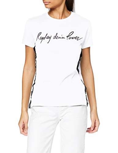 REPLAY W3310l.000.20994 Camiseta, Blanco (001 White), XXS para Mujer