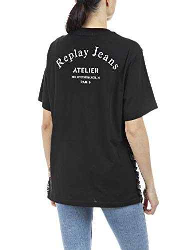 REPLAY W3507 .000.22980p Camiseta, Negro (098 Black), L para Mujer