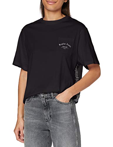 REPLAY W3507 .000.22980p Camiseta, Negro (098 Black), L para Mujer