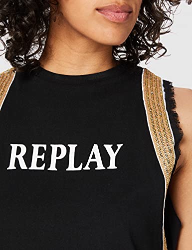 REPLAY W3535 .000.22660 Camiseta, Negro (098 Black), XL para Mujer