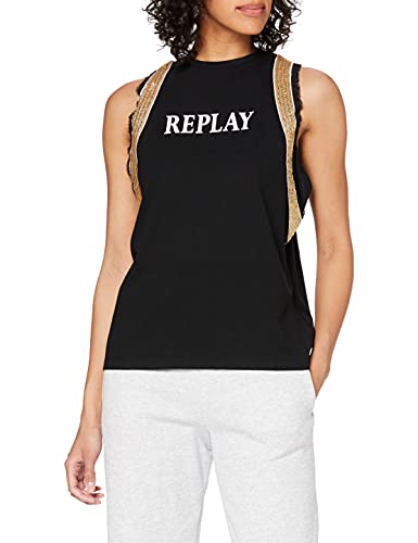 REPLAY W3535 .000.22660 Camiseta, Negro (098 Black), XL para Mujer