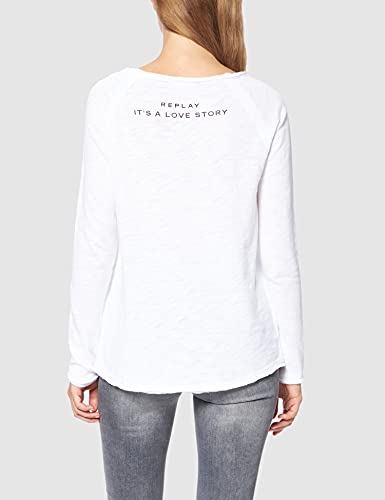 REPLAY W3579 Camiseta, Blanco (001 White), XS para Mujer