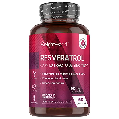 Resveratrol Cápsulas Alta Dosis 60 Cápsulas Veganas - Resveratrol Puro con Extracto de Semilla de Uva, Fuente de Vitaminas y Antioxidantes Vitamina C y Vitamina E para Piel y Articulaciones