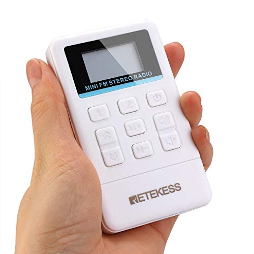 Retekess TR612 Radio de Bolsillo, Receptor FM Estéreo con Auriculares, Radio Portátil con Pilas para Exteriores, Viajes, Conferencias, Escuelas