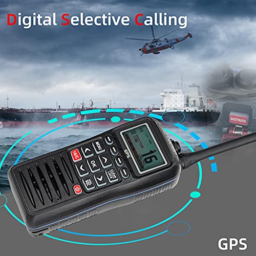 Retevis RM40 Radio Marina GPS, IP67 Impermeable, Profesional DSC Radio Marina Portátil, Radio Bidireccional Flotante, Transceptor Marino para Rescate, Guardacostas (Negro, 1 Pieza)