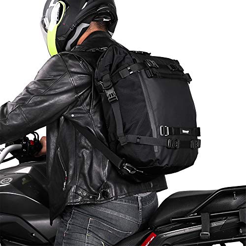 Rhinowalk Bolsa Motobicicleta, Multifuncional Alforja Maletero Impermeable, Compartimentos para Portaequipajes Asiento Trasero de Motobicicleta, Juego de Bolsas para Motobicicleta Pannier (Negro, 10L)