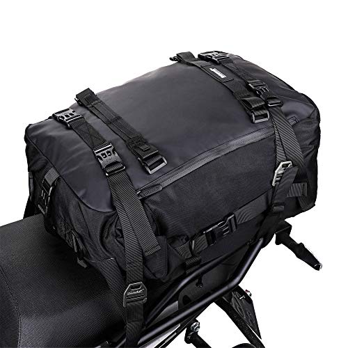 Rhinowalk Bolsa Motobicicleta, Multifuncional Alforja Maletero Impermeable, Compartimentos para Portaequipajes Asiento Trasero de Motobicicleta, Juego de Bolsas para Motobicicleta Pannier (Negro, 10L)