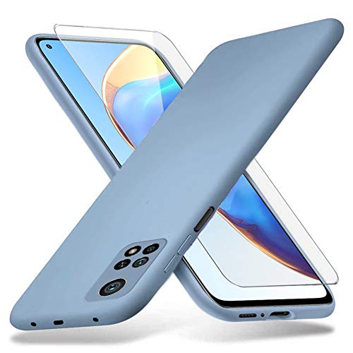 Richgle Funda Xiaomi Mi 10T 5G / Mi 10T Pro 5G & Templado Protector de Pantalla, Slim Suave TPU Silicona Protectora Funda Case Slim Cover para Mi 10T 5G / Mi 10T Pro 5G - Gris Lavanda RG80729