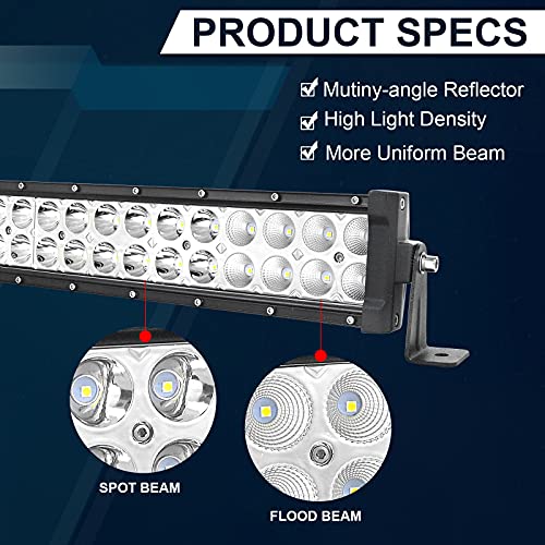 RIGIDON 22 Pulgadas 55 cm 120W 12V 24V barra de luz led, Barras luminosas led para off road camión coche ATV SUV 4x4 barco, lámpara de conducción 6000K, foco y luz inundacion combo faros antiniebla