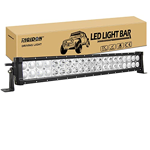 RIGIDON 22 Pulgadas 55 cm 120W 12V 24V barra de luz led, Barras luminosas led para off road camión coche ATV SUV 4x4 barco, lámpara de conducción 6000K, foco y luz inundacion combo faros antiniebla