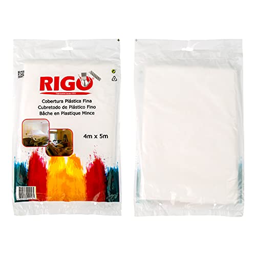 RIGO Plastico Cubretodo 4x5m (8 UNIDADES), Plastico Protector Para Cubrir Muebles y Suelos (20m3) - Evita Polvo, Suciedad, Pintura, Humedad, etc.