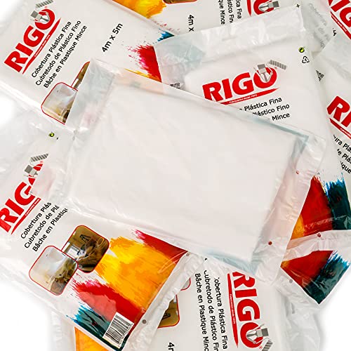 RIGO Plastico Cubretodo 4x5m (8 UNIDADES), Plastico Protector Para Cubrir Muebles y Suelos (20m3) - Evita Polvo, Suciedad, Pintura, Humedad, etc.