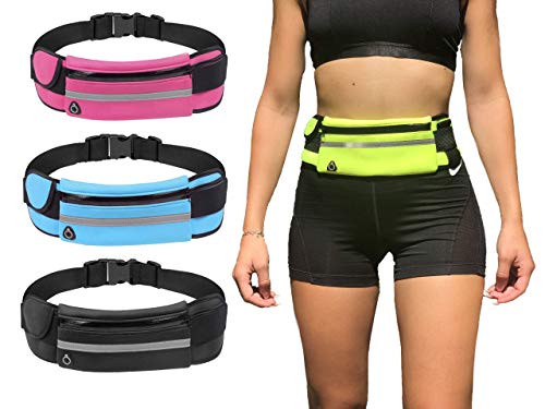 Riñonera Deportiva Hombre de Neopreno cinturón Running Mujer Impermeable Unisex con Tiras Reflectantes y Correa Ajustable para iPhone 12/12Pro/12ProMax/XR/XS/X/8 Samsung S20/10/S9/S8