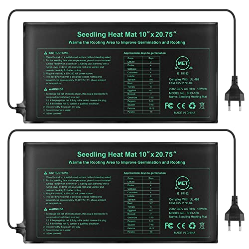 RIOGOO Placa calefactora para Invernadero, germinación, jardín hidropónico, terrario - Marcado CE - 18W de Potencia - Medidas 24 x 52 cm(2 Paquetes)