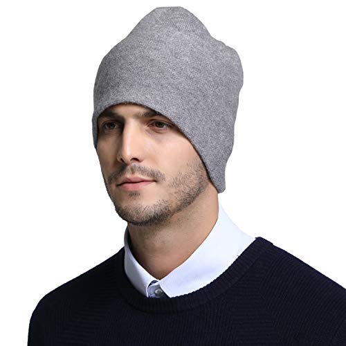 RIONA Gorro de Lana Merino 100% Australiano para Hombres Gorros Ligeros y cálidos con Calavera Gorros