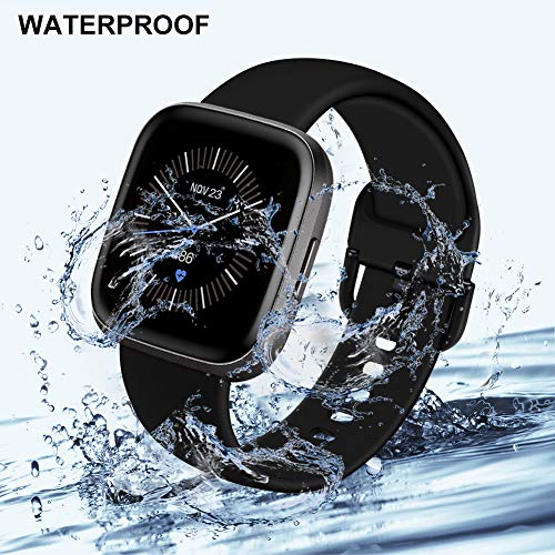 RIOROO Correa Compatible para Fitbit Versa Pulsera/Versa 2 Correa/Versa Lite Correas/Blaze Pulseras,Silicona Banda de Relojpara Hombres Mujeres, Deportivo Recambio de Pulsera Negro(Sin Reloj),L