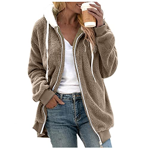 riou Mujer Sudadera con Capucha Chaqueta Jersey Talla Grande Hoodie Suave y Confortable Suelto Empalme de Rayas Manga Larga Suéter Cálido Pullover Otoño Invierno