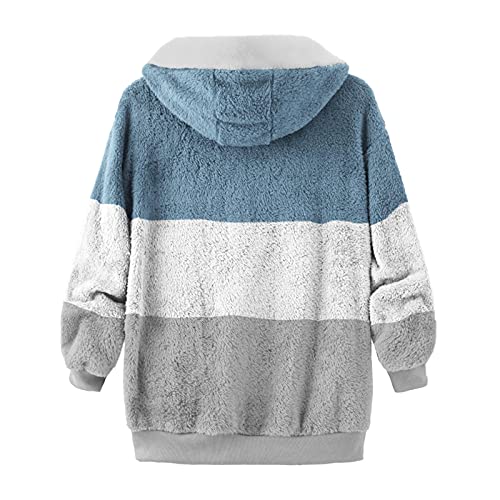 riou Mujer Sudadera con Capucha Chaqueta Jersey Talla Grande Hoodie Suave y Confortable Suelto Empalme de Rayas Manga Larga Suéter Cálido Pullover Otoño Invierno