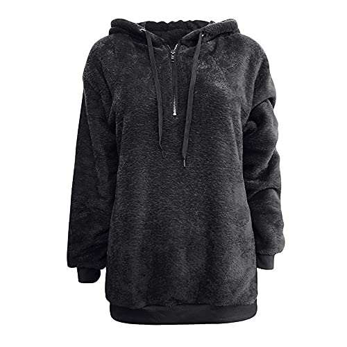 riou Sudadera con Capucha Para Mujeres Caliente y Esponjoso Caliente Chaqueta Suéter Abrigo Jersey Hoodie Remata Cálido Pullover Moda Originales Otoño e Invierno Talla Grande