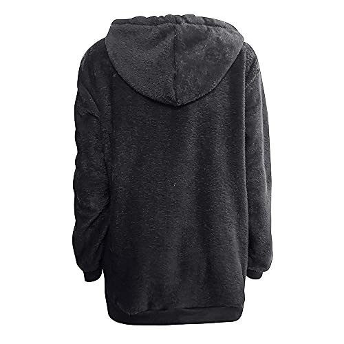 riou Sudadera con Capucha Para Mujeres Caliente y Esponjoso Caliente Chaqueta Suéter Abrigo Jersey Hoodie Remata Cálido Pullover Moda Originales Otoño e Invierno Talla Grande