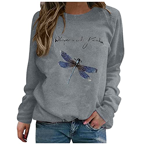 riou Sudaderas Mujer sin Capucha Deporte Otoño Invierno Navidad Lindo Patrón 2022 Largas Fitness Original Sexy Cuello Redondo Deporte Casual Top Shirt Blusas