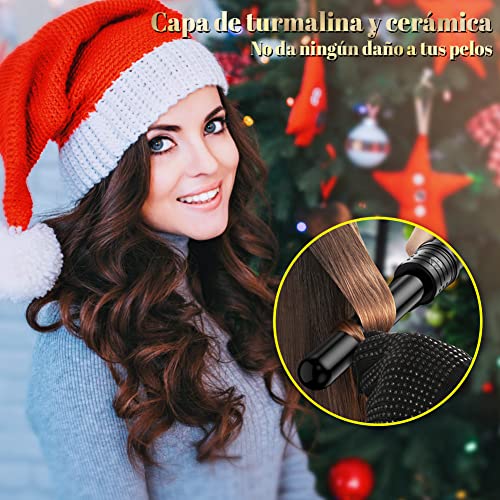 Rizador Pelo Planchas Rizadoras Profesional Pantalla LCD Tenacillas Temperatura Ajustable Ceramica Muitifunción 5 en 1 con Barras Recambiable Rizador de Pelo, Negro