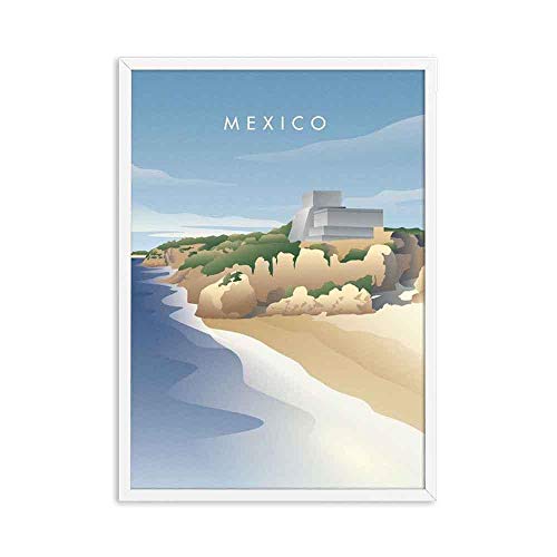 RLJHG Poster De Viaje Pintura De Lienzo De Paisaje Nueva Zelanda Miami MéXico Ciudad De Viaje Arte De La Pared Vintage Nordic Home Decoracion De La Pared Cuadros 40x50cm X3 Sin Marco